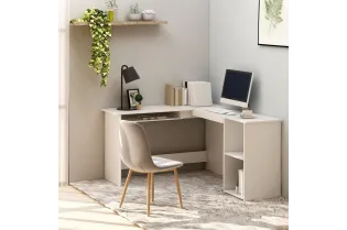 Bureau d'angle en forme de L Blanc 120x140x75 cm