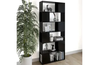 Bibliothèque/Séparateur de pièce Noir 80x24x186 cm Aggloméré