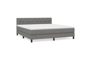 cadre de lit avec matelas Gris foncé 160x200cm Tissu