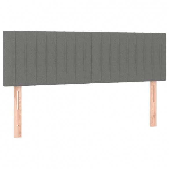 cadre de lit avec matelas Gris foncé 140x200cm Tissu