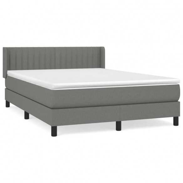 cadre de lit avec matelas Gris foncé 140x200cm Tissu