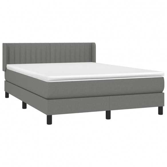 cadre de lit avec matelas Gris foncé 140x200cm Tissu