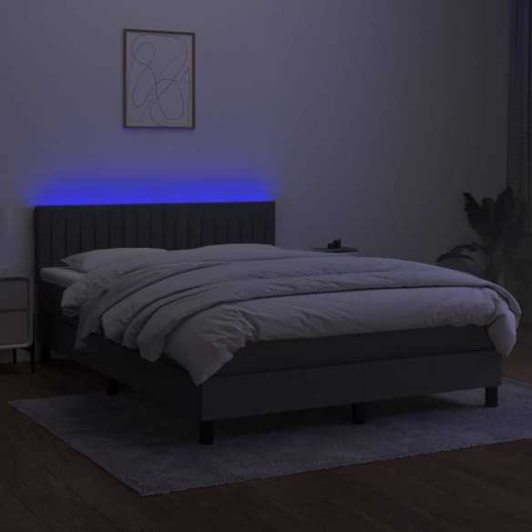 cadre de lit et matelas et LED Gris foncé 140x200 cm
