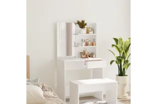 Coiffeuse avec miroir Blanc 74,5x40x141 cm