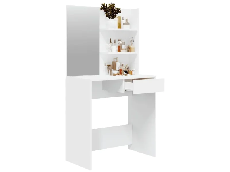 Coiffeuse avec miroir Blanc 74,5x40x141 cm