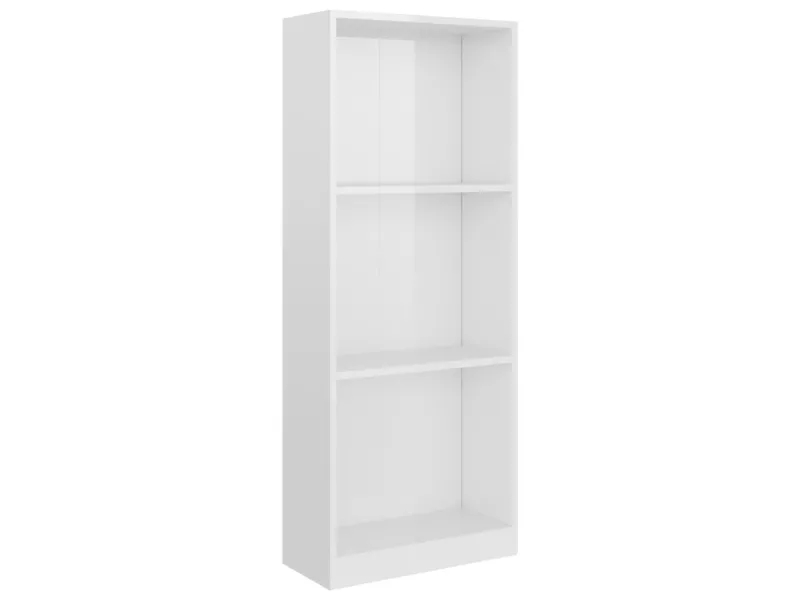 Bibliothèque à 3 niveaux Blanc brillant 40x24x108 cm Aggloméré