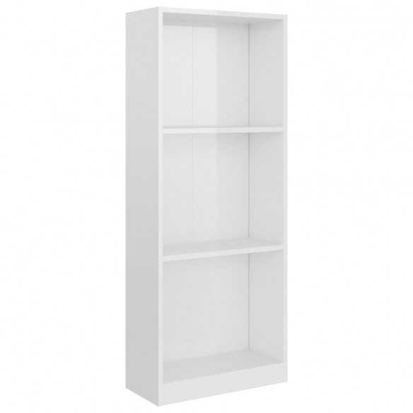 Bibliothèque à 3 niveaux Blanc brillant 40x24x108 cm Aggloméré