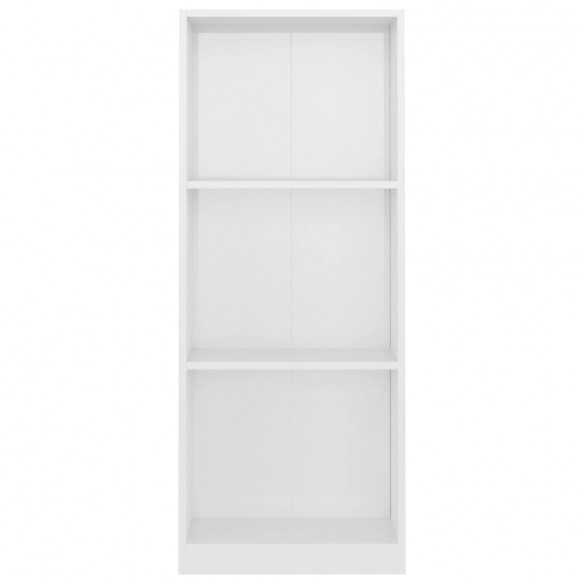 Bibliothèque à 3 niveaux Blanc brillant 40x24x108 cm Aggloméré