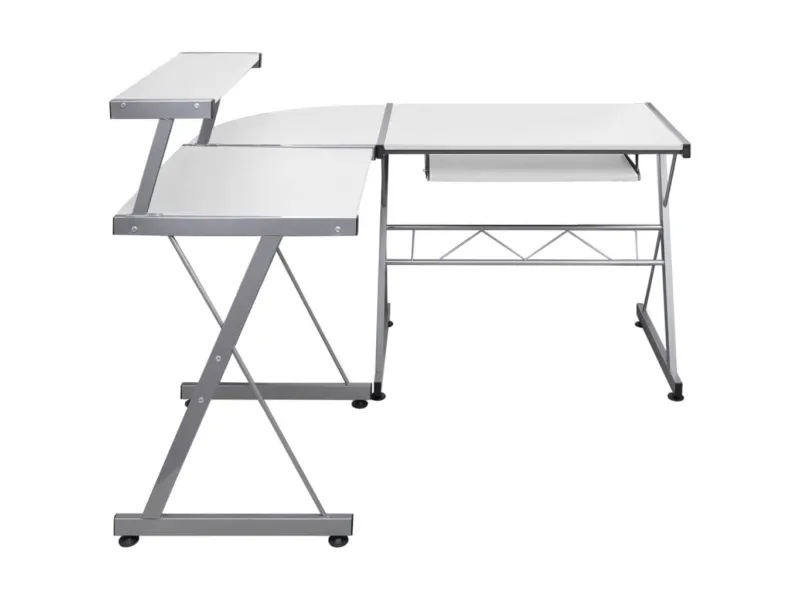 Bureau d'ordinateur d'angle Blanc 132x112x99 cm Bois ingénierie