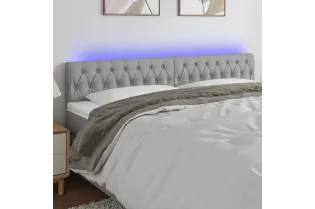Tête de lit à LED Gris clair 180x7x78/88 cm Tissu