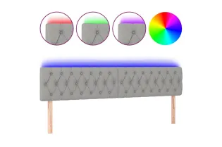 Tête de lit à LED Gris clair 180x7x78/88 cm Tissu 2