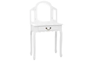 Coiffeuse et tabouret Blanc 65x36x128 cm Bois de paulownia MDF 2