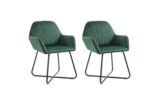 Chaises à manger lot de 2 vert velours