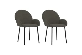 Chaises à manger lot de 2 Gris foncé Velours 2