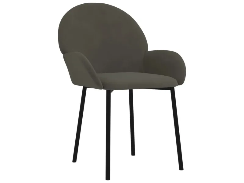 Chaises à manger lot de 2 Gris foncé Velours