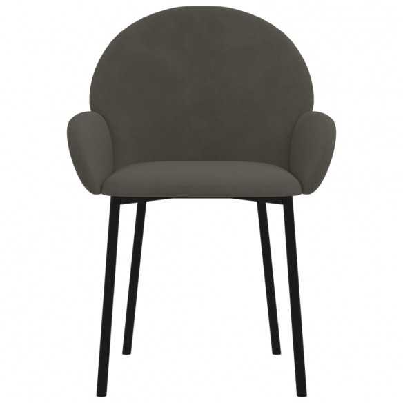 Chaises à manger lot de 2 Gris foncé Velours