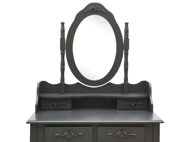 Ensemble de coiffeuse avec tabouret Gris 75x69x140 cm Paulownia