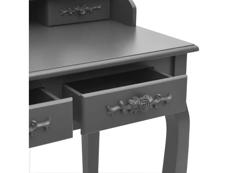 Ensemble de coiffeuse avec tabouret Gris 75x69x140 cm Paulownia