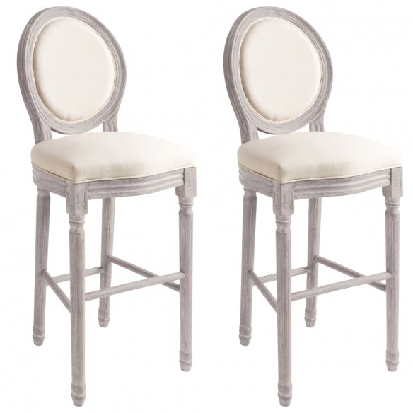 Tabourets de bar lot de 2 blanc lin