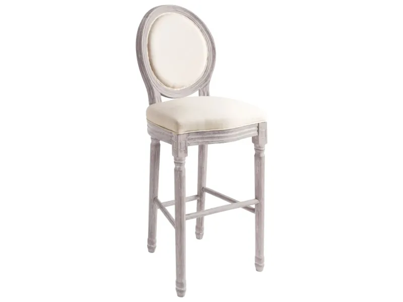 Tabourets de bar lot de 2 blanc lin