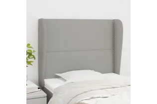 Tête de lit avec oreilles Gris clair 103x23x118/128 cm Tissu