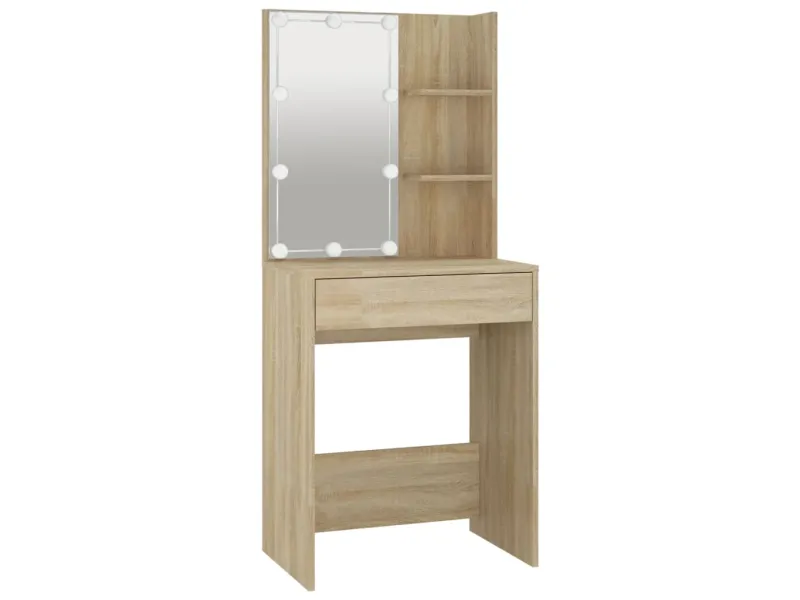 Coiffeuse avec LED Chêne sonoma 60x40x140 cm