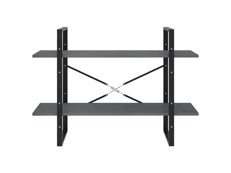 Bibliothèque à 2 niveaux Gris 100x30x70 cm Bois de pin massif