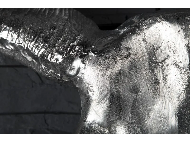 Trophée mural Crâne de taureau en aluminium argenté