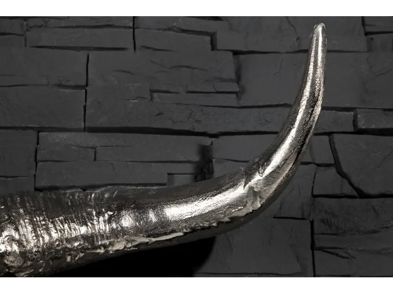 Trophée mural Crâne de taureau en aluminium argenté