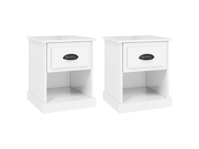 Tables de chevet 2 pcs blanc brillant 39x39x47,5 cm