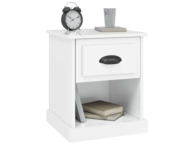 Tables de chevet 2 pcs blanc brillant 39x39x47,5 cm