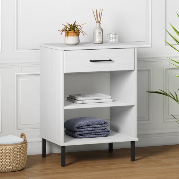 Armoire console avec pieds en métal Blanc Bois pin massif OSLO