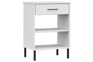 Armoire console avec pieds en métal Blanc Bois pin massif OSLO 2