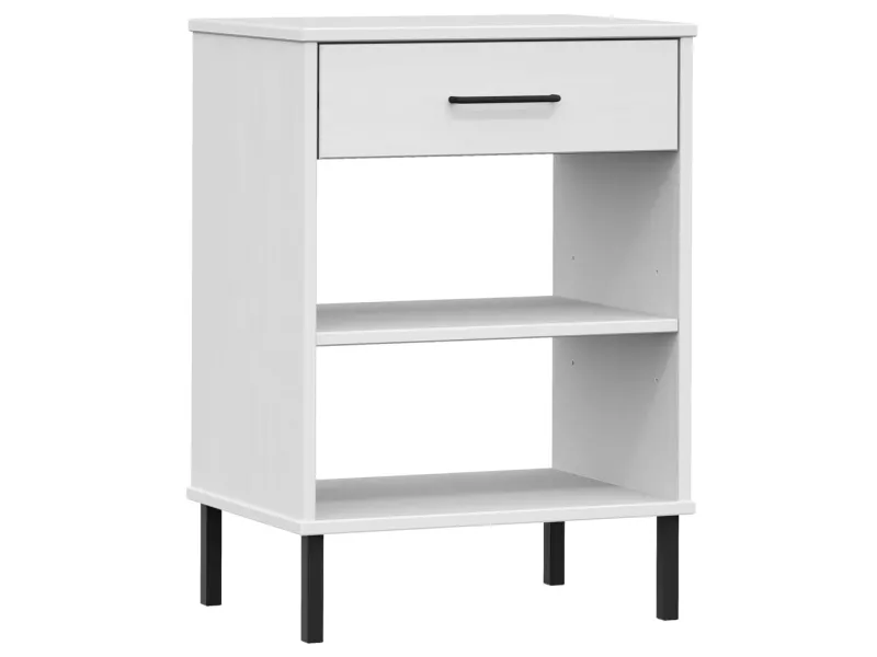 Armoire console avec pieds en métal Blanc Bois pin massif OSLO