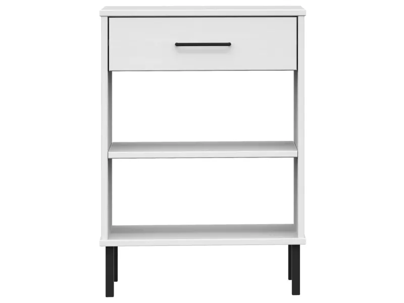 Armoire console avec pieds en métal Blanc Bois pin massif OSLO