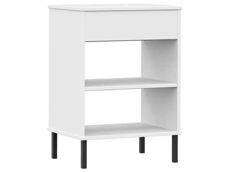 Armoire console avec pieds en métal Blanc Bois pin massif OSLO