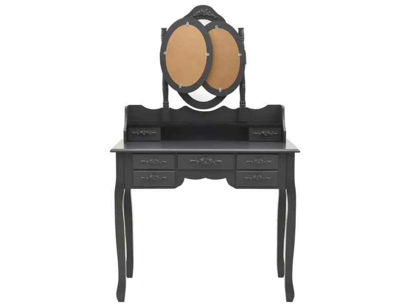 Coiffeuse avec tabouret et miroir pliable en 3 Gris