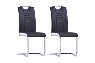 Chaises à manger cantilever lot de 2 noir similicuir