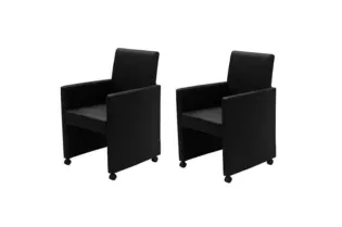 Chaises à manger lot de 2 noir similicuir 2