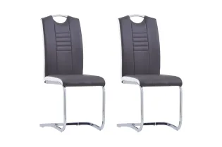 Chaises à manger cantilever lot de 2 gris similicuir