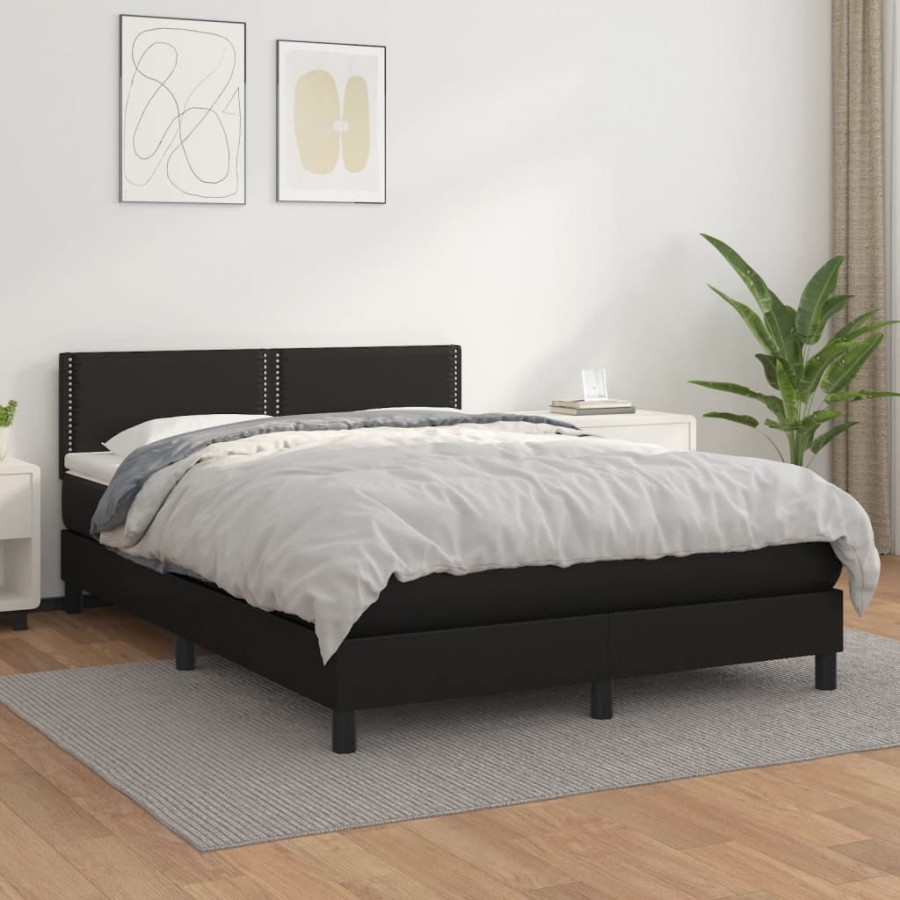 cadre de lit avec matelas Noir 140x200 cm Similicuir