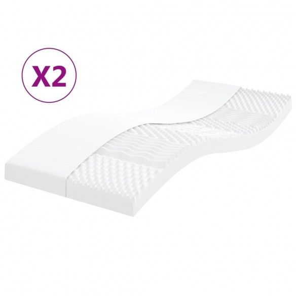 Matelas en mousse 2 pcs blanc 90x200 cm 7 zones dureté 20 ILD