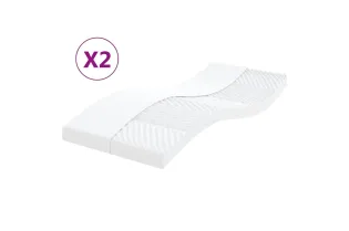 Matelas en mousse 2 pcs blanc 90x190 cm 7 zones dureté 20 ILD