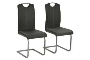 Chaises à manger cantilever lot de 2 gris similicuir