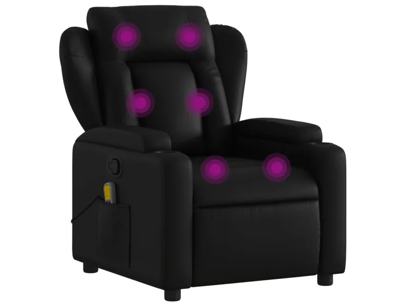 Fauteuil de massage inclinable Noir Similicuir