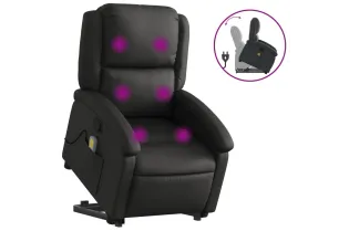Fauteuil inclinable de massage noir cuir véritable 2