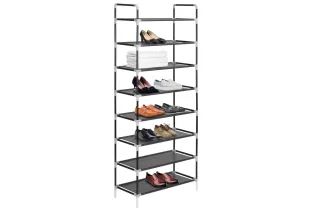 Range-chaussures avec 8 étagères Métal et Tissu non tissé Noir 2