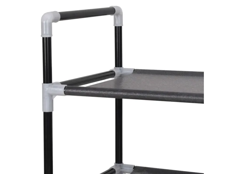 Range-chaussures avec 8 étagères Métal et Tissu non tissé Noir