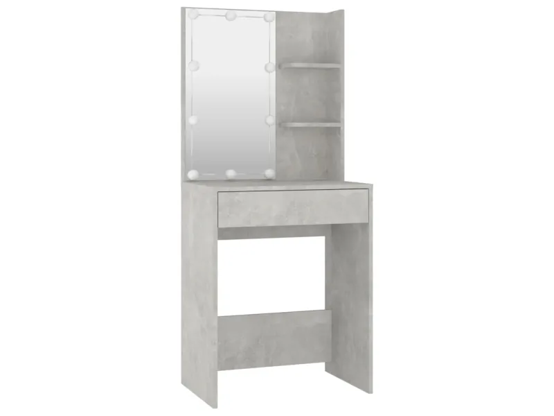 Ensemble de coiffeuse avec LED Gris béton Bois d'ingénierie