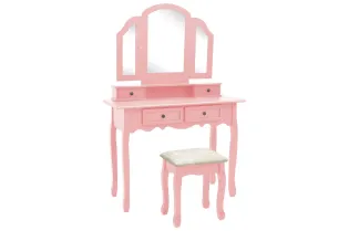 Ensemble de coiffeuse et tabouret Rose 100x40x146 cm Paulownia